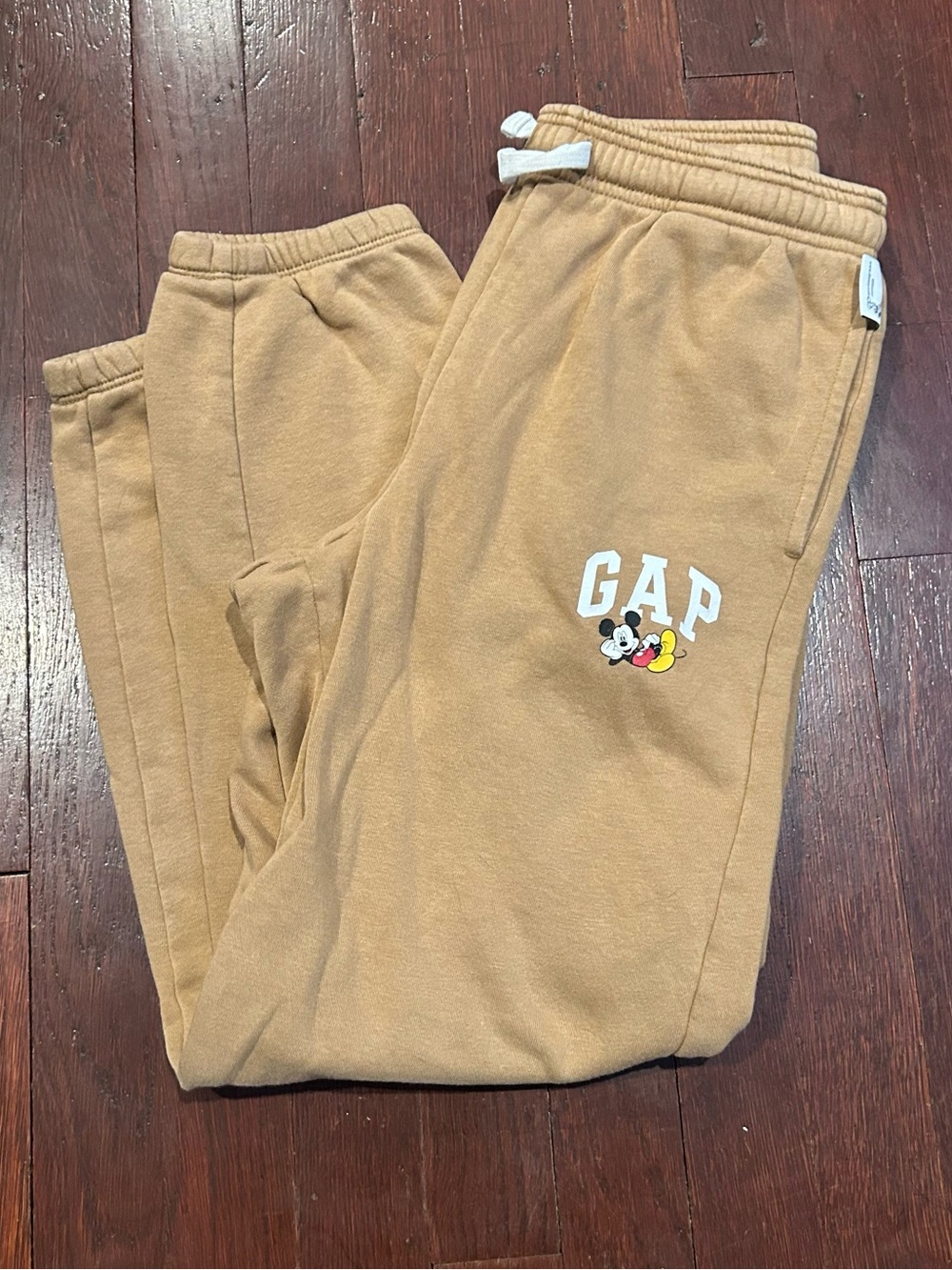 GAP Tan Sweatpants with Mickey Mouse Logo